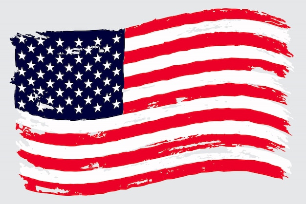 Vector waving grunge flag of united states