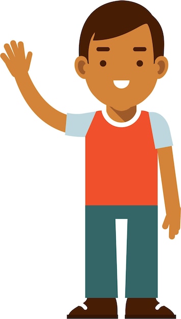 Vector waving hispanic child boy in flat style