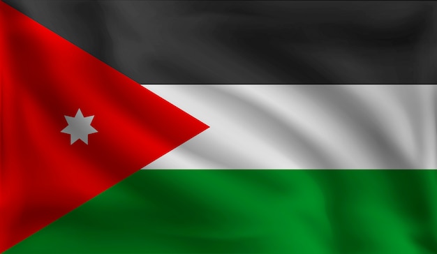 Waving Jordanians flag, the flag of Jordan