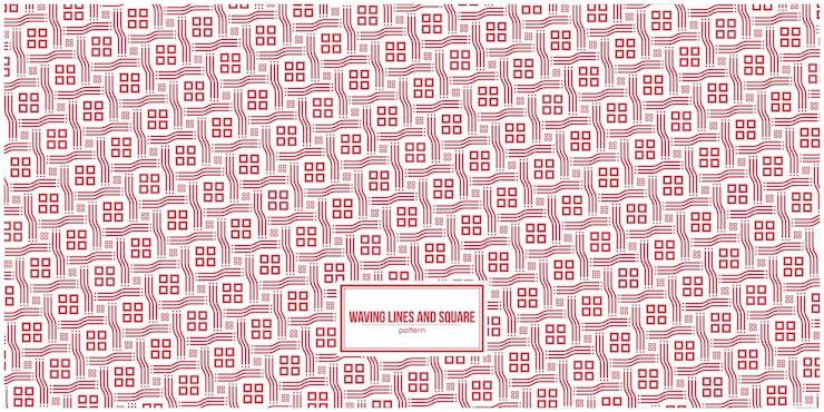 Vector waving line and multiple square pattern