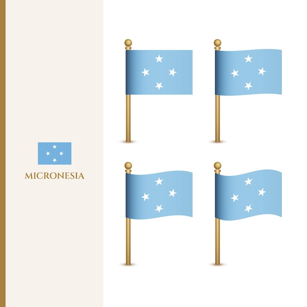 Waving Micronesia flags 3d vector illustration flag of Micronesia
