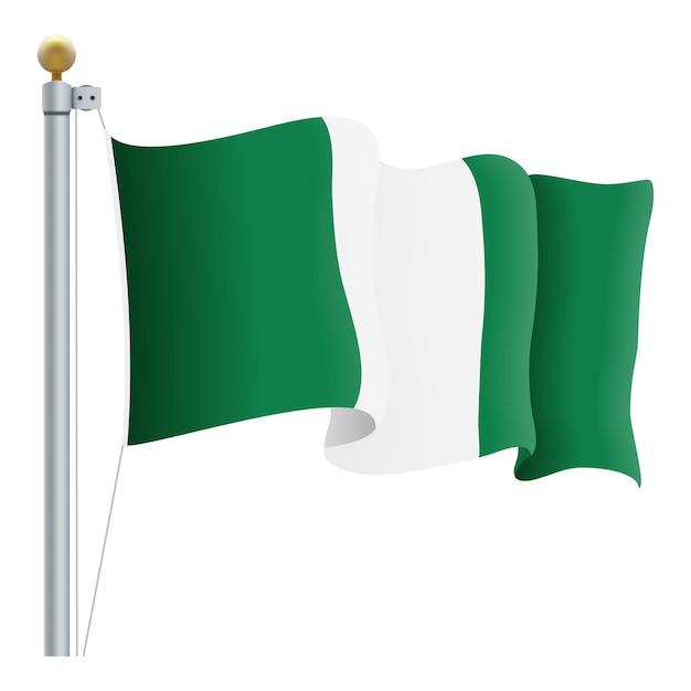 Sventolando la bandiera della nigeria isolata su uno sfondo bianco illustrazione vettoriale
