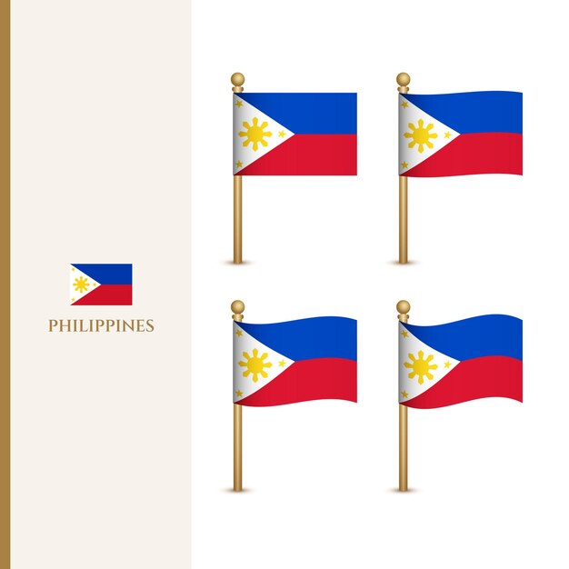 Waving Philippines flags 3d vector illustration flag of Philippines