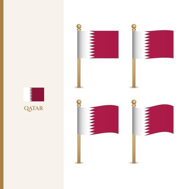 Waving qatar flags 3d vector illustration flag of qatar