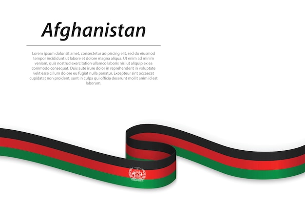 Waving ribbon or banner with flag of Afghanistan