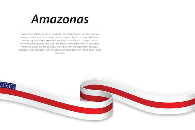 Waving ribbon or banner with flag of amazonas