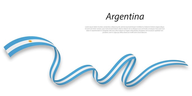 Waving ribbon or banner with flag of Argentina