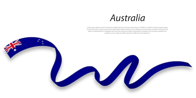 Waving ribbon or banner with flag of Australia