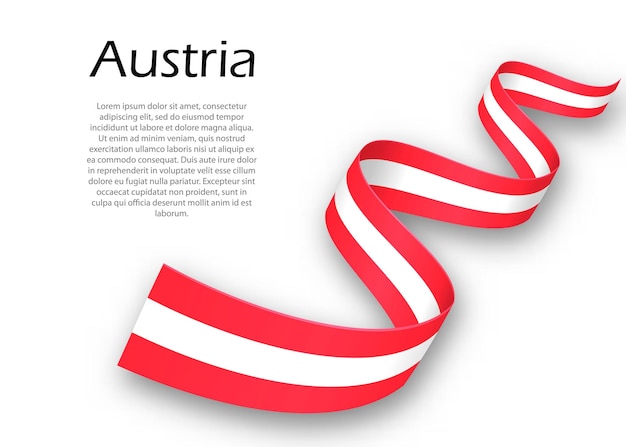 Waving ribbon or banner with flag of austria. template for independence day poster design