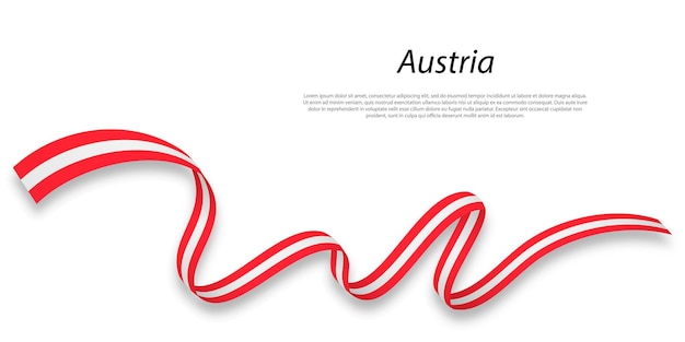 Waving ribbon or banner with flag of Austria