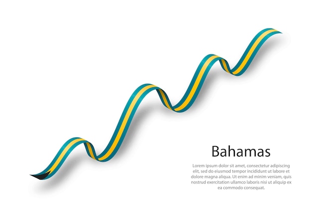 Развевающаяся лента или баннер с флагом Багамских островов
