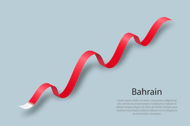 Waving ribbon or banner with flag of Bahrain