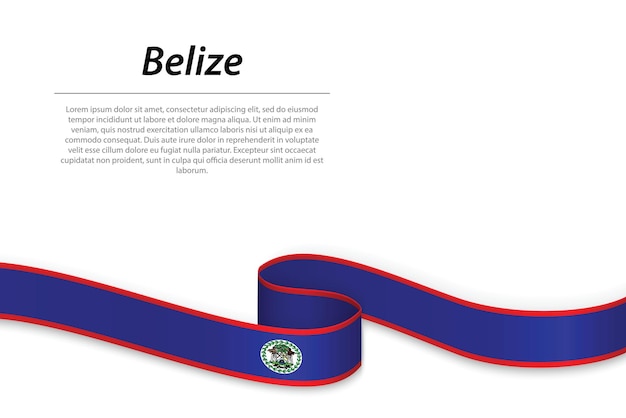 Waving ribbon or banner with flag of Belize