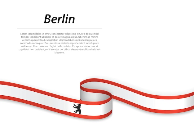 Waving ribbon or banner with flag of Berlin