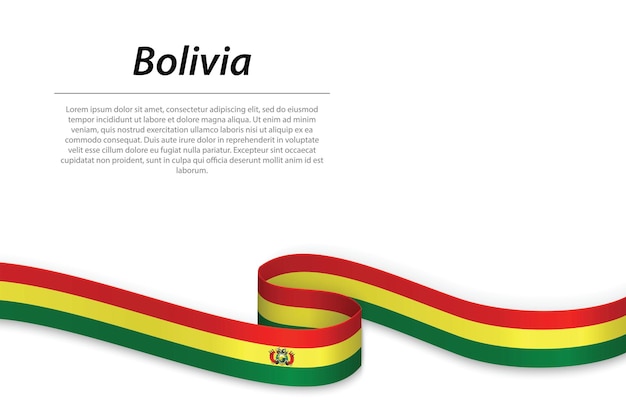 Waving ribbon or banner with flag of Bolivia