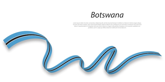 Waving ribbon or banner with flag of Botswana