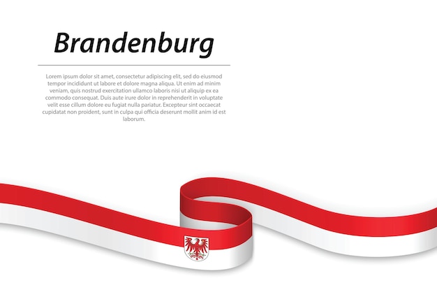 Waving ribbon or banner with flag of Brandenburg