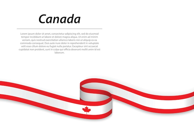 Waving ribbon or banner with flag of Canada