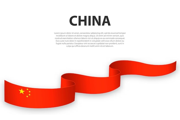 Waving ribbon or banner with flag of china template for independence day poster design