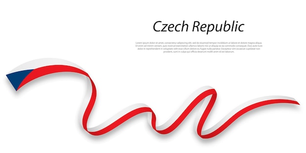 Waving ribbon or banner with flag of czech republic