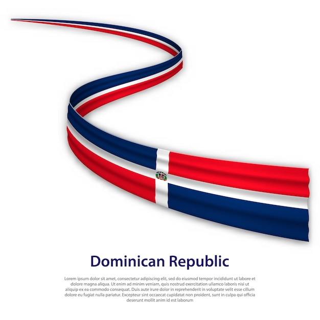 Waving ribbon or banner with flag of Dominican Republic