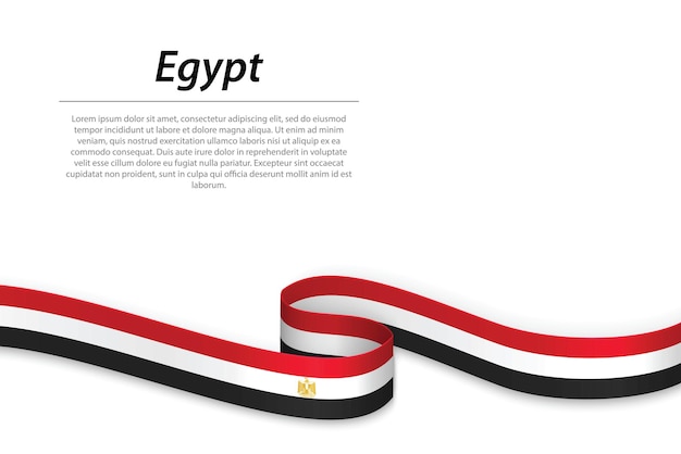 Waving ribbon or banner with flag of egypt template for independence day poster design