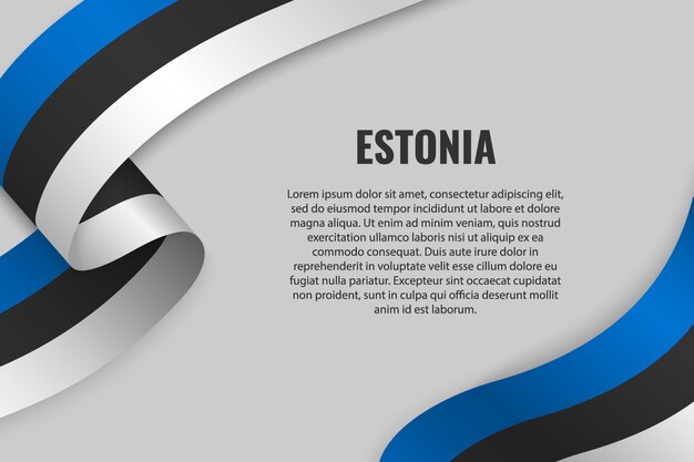 waving ribbon or banner with flag of estonia