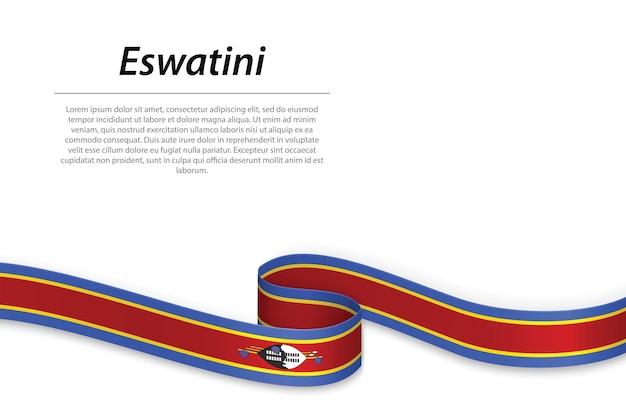 Waving ribbon or banner with flag of Eswatini Template for independence day poster design