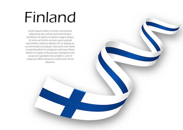 Waving ribbon or banner with flag of Finland. Template for independence day poster design