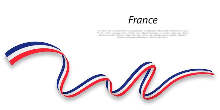 Vector waving ribbon or banner with flag of france