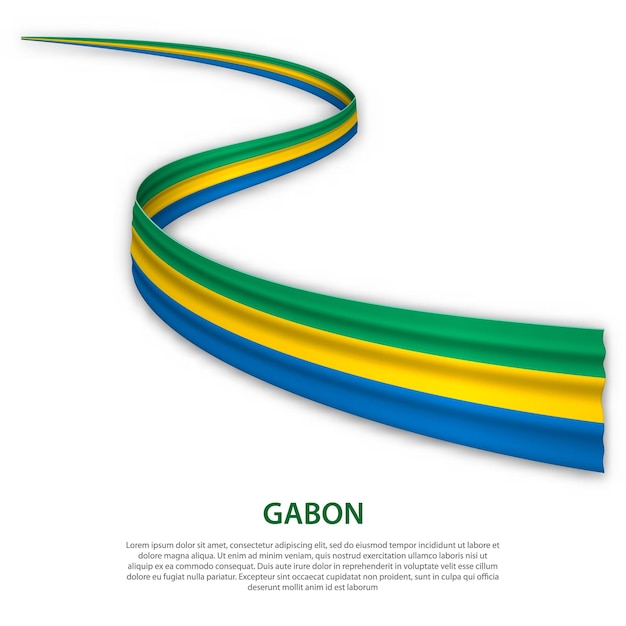 Waving ribbon or banner with flag of gabon