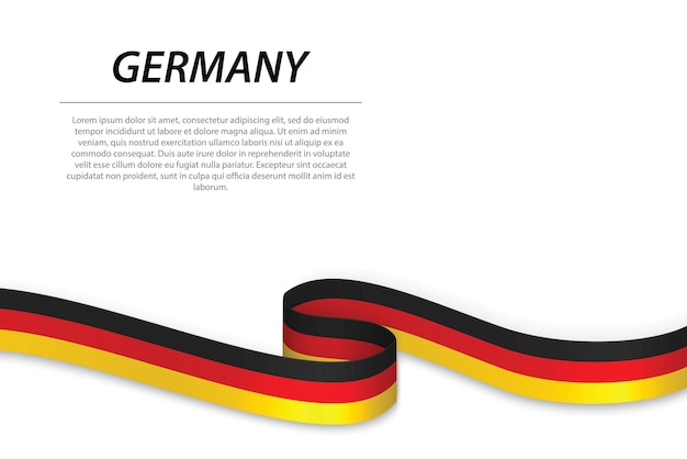 Waving ribbon or banner with flag of germany template for independence day poster design