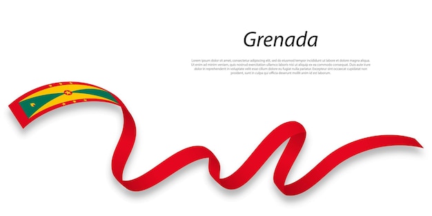 Waving ribbon or banner with flag of Grenada