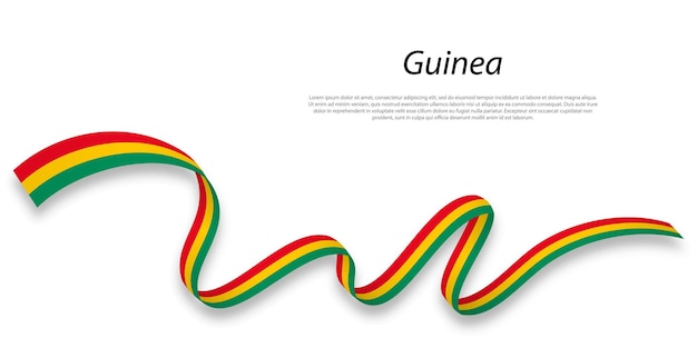 Waving ribbon or banner with flag of Guinea