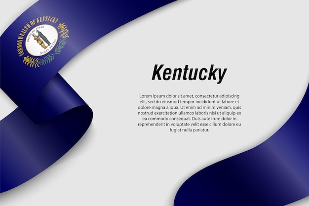 Sventolando il nastro o lo striscione con la bandiera del kentucky state of usa modello per la progettazione di poster