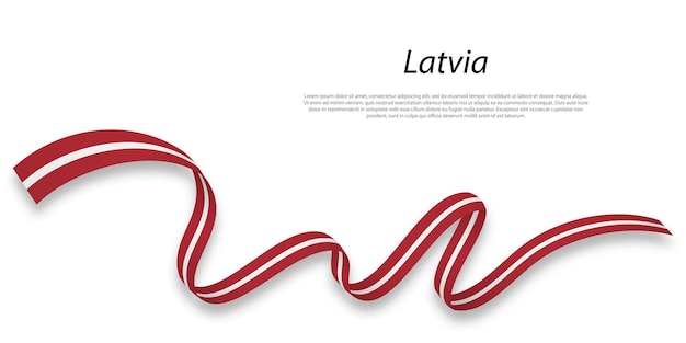 Waving ribbon or banner with flag of Latvia