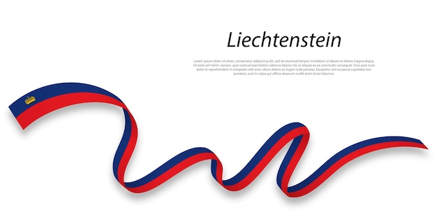 Waving ribbon or banner with flag of Liechtenstein