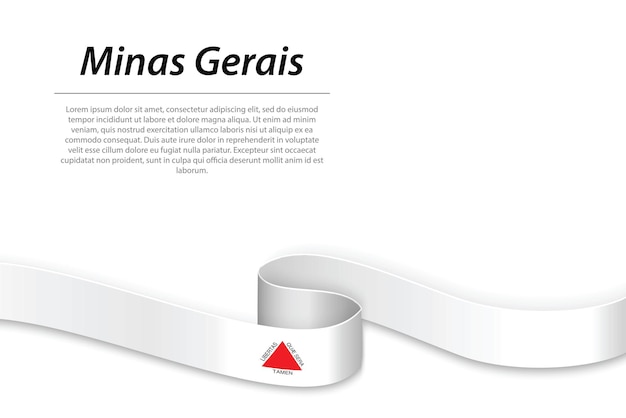 Waving ribbon or banner with flag of minas gerais