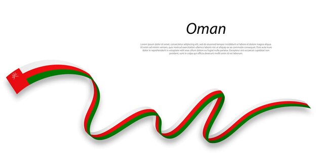 Waving ribbon or banner with flag of oman