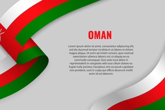 Waving ribbon or banner with flag of Oman