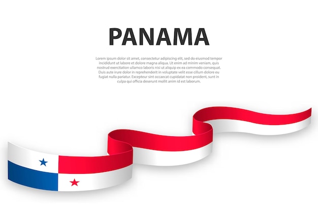 Waving ribbon or banner with flag of Panama Template for independence day poster design