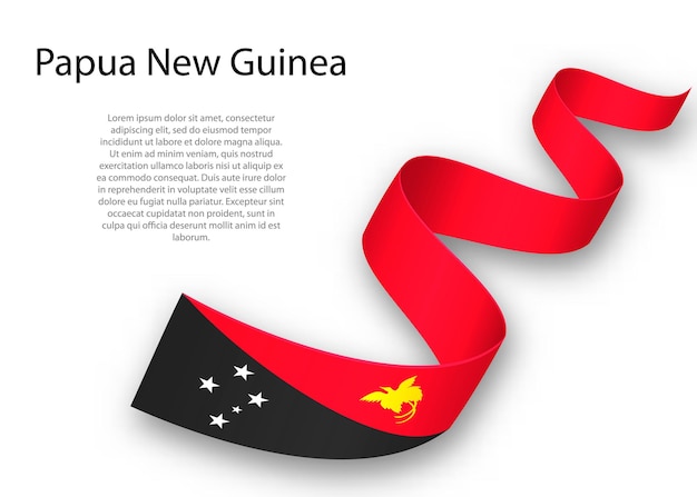 Waving ribbon or banner with flag of papua new guinea. template for independence day poster design