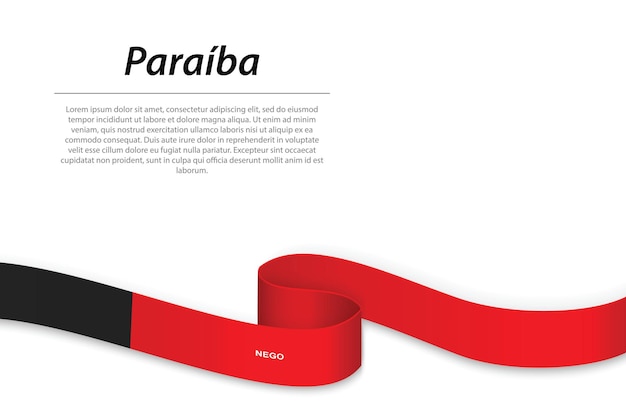 Waving ribbon or banner with flag of Paraiba