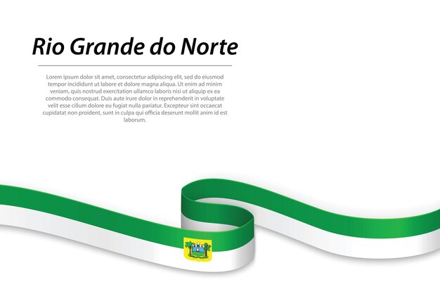 Waving ribbon or banner with flag of Rio Grande do Norte