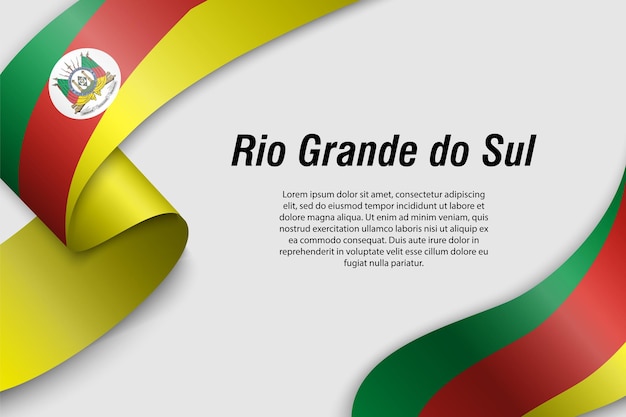 Vector waving ribbon or banner with flag of rio grande do sul state of brazil template for poster design