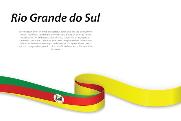 Waving ribbon or banner with flag of rio grande do sul