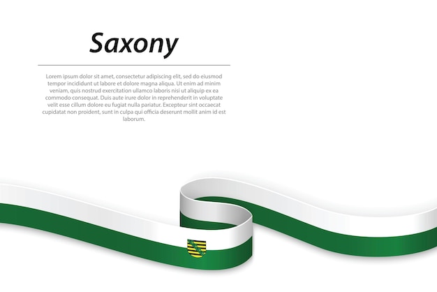 Waving ribbon or banner with flag of saxony