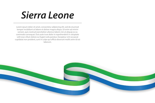 Waving ribbon or banner with flag of Sierra Leone Template for independence day poster design