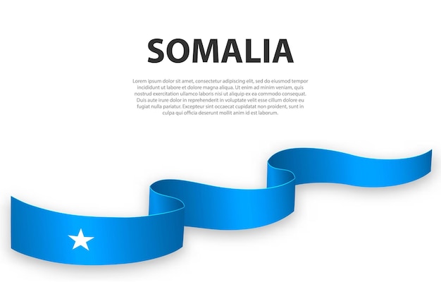 Sventolando il nastro o un banner con la bandiera della somalia modello per il design del poster del giorno dell'indipendenza