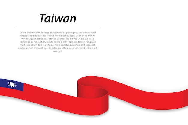 Waving ribbon or banner with flag of Taiwan Template for independence day poster design